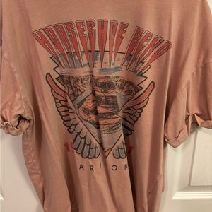 Tan Brown Horseshoe Bend Graphic Tee with rolled sleeves  in Size XS